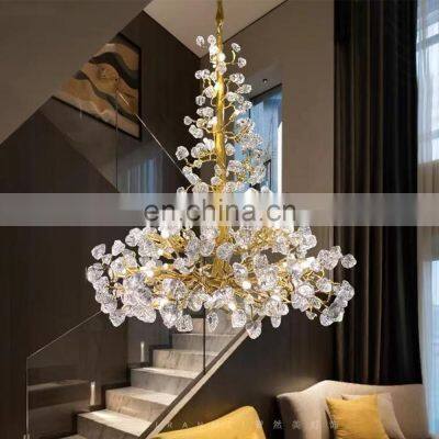 luxury branch aluminium glass chandelier for villa living room high ceiling chandelier