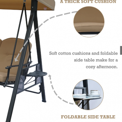 Patio Big Size Three Seat Outdoor Swing Hanging Chair photo-3