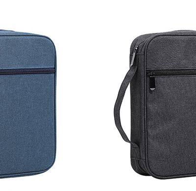 Bible Cover Portable Gray Canvas Bible Case Jesus Fish Design Soft Cover Bible Holder photo-2