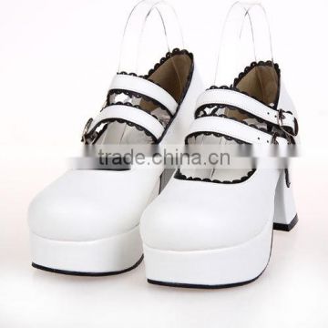 2015 nice Lolita style white round head special girls shoes