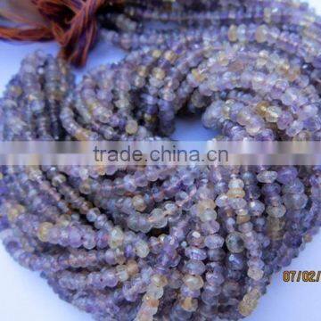 BIO AMETHYST MACHINE CUT FACETED rondell BEADS GEMSTONE