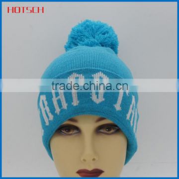 blue cheap custom beanie top ball