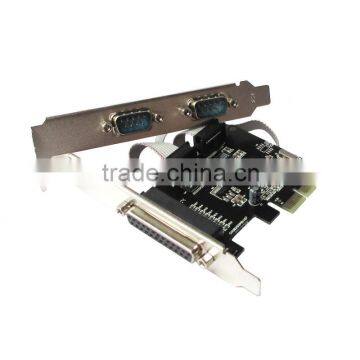 2 PORTS RS-232 Serial Port COM & DB25 Printer Parallel Port LPT to PCI-E PCI Express Card Adapter Converter WCH382 Chip DB9 DB25