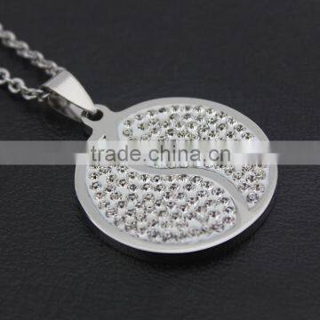Stainless Steel Diamond Tai Chi Yin Yang Necklace Jewelry Wholesale photo-4