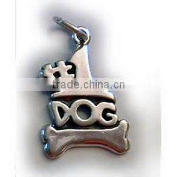 Vnistar wholesale cheap silver mental #1 dog charm for bracelet and necklace making TC-006