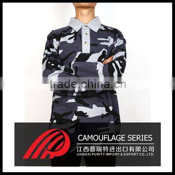 Man lapel polo unlined upper garment of college Camouflage style shirt