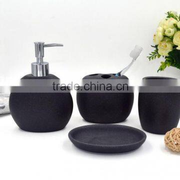 Black Polyreisn Sandstone Bathroom Accessories Set for Hotel and Home
