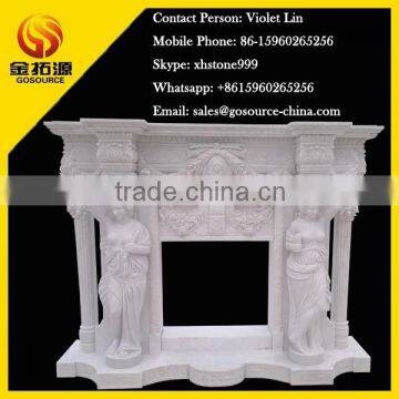 white marble decorative woman stone fireplace