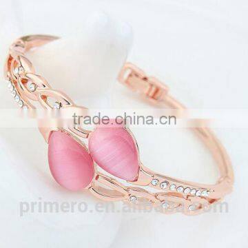True Gold Plated Rhinestone Boutique Tear Droplets Opal Bracelet Bangles Women photo-5
