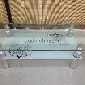 Glass Top Stainless Steel Base Coffee Table HY-1005 photo-4