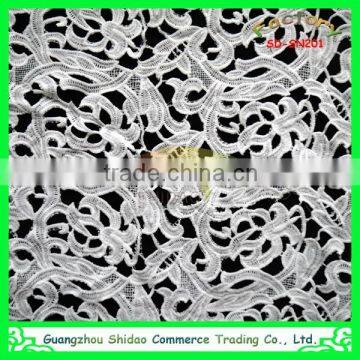 Guangzhou white bridal silky embroidered tulle lace fabric for lace wedding dresses