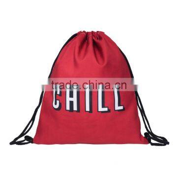 High Quality 3D Printed Chill Red Recycled Rope Drawstring Bag