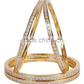 Indian Gold Plated American Diamond 4Pcs Set Bangle For Women