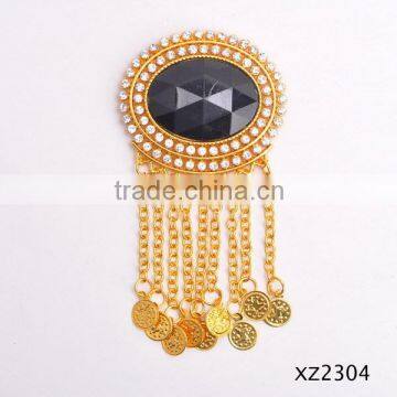 mesh black gemstone dots crystal stud coins pendants tassel brooches