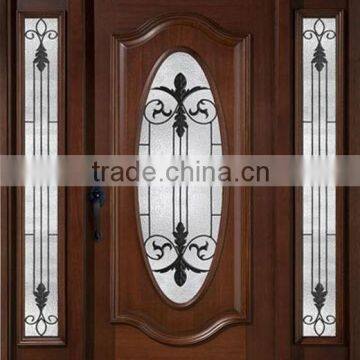 Luxury Exterior Oval Glass Wood Doors American Design DJ-S9302MST-1