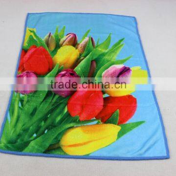 40x60cm 60g Microfiber Custom Tea Towel Printing With Fruit and Flower