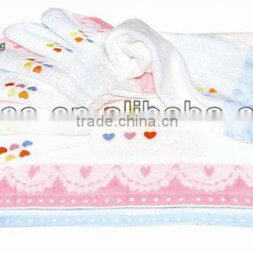 Yarn dyed peach hearts cotton hand towel/towel set