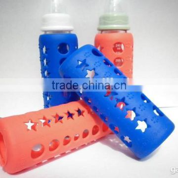 BPA free 240ml glass baby bottle silicone sleeve