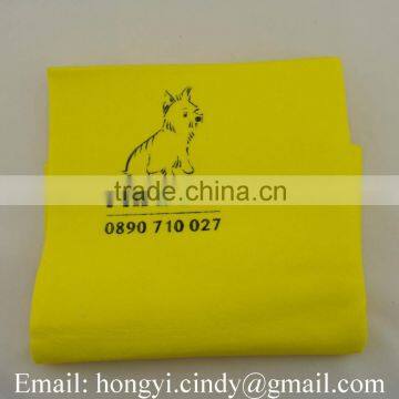 Natural materail logo printed soft touch and water absorbent pet body wiping cloth, pet body wash cloth