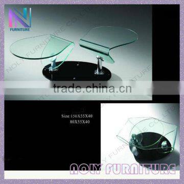 novel modeling clear bent glass coffee table swivel bar rack