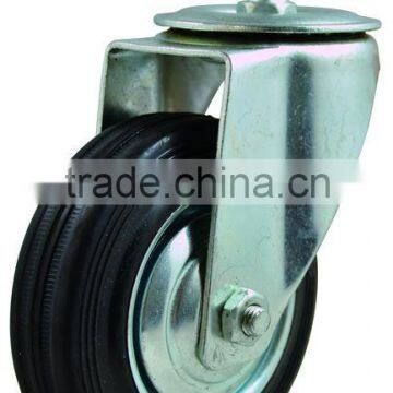 rubber wheel casters, steel rim, industrial caster wheel, screw stem