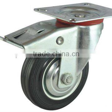 black rubber brake caster wheel