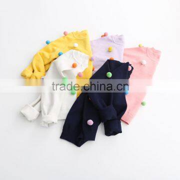 2016 children girls sweater &jumpers with colorful wool ball