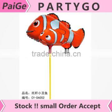 wholesale 46*31cm clow fish balloon for party decoration air balloon nemo fish balloon stick marine organism foil balloon