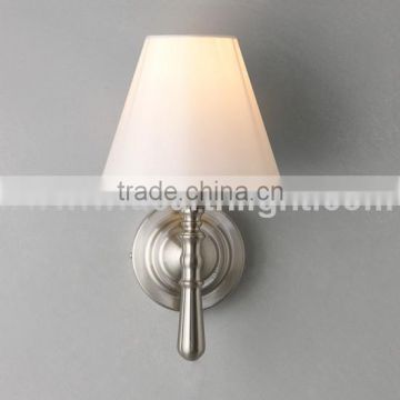 UL CUL Listed Brushed Nickel Bedside Light With Metal Base And Fabric Shade For Hotel 30040