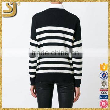 Hot Sell Woman Fashion Suit Stripe Wool Sweater photo-4