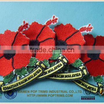 Beautiful red flower emboridery patch