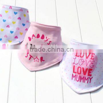 Wholesale embroidery double layers snap cotton toddle scarf baby jersey adjustable bib bandana bib