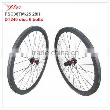 1440g 38mm CX carbon wheels 25mm wide 3K matte, 700C Chinese competitive carbon wheels with disc braking 9*100 front 10*135mm