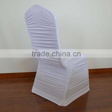 White beautiful rouched/pleated spandex chair cover for weddings