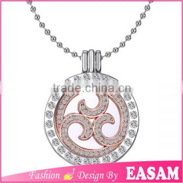 Fashion korean hollow coin necklace,new design locket pendant necklace