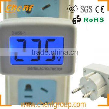 Hot Sell DM55-1 AC100-300V LCD Digital Volt Meter Voltmeter Euro Plug