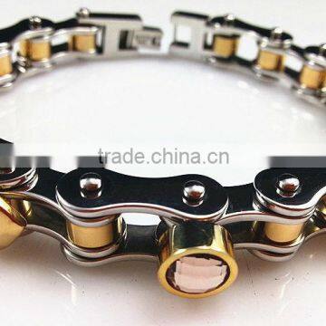 YM023 Shiny polished stainless steel bike bracelet