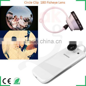 Circle clip 180 degree fisheye lens with macro and wide angle lens for iphone samsung htc lg xiaomi huawei