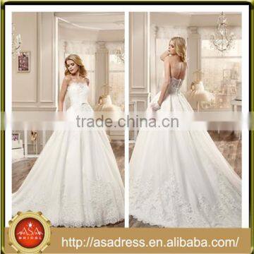 VDN33 Beautiful Low Back Lace Appliqued Bodice Sleevelss Strapless Bridal Gown Style Princess Lace Wedding Dress for Weddings