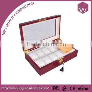 Strong Plexiglass Window Red Glossy Finishing 12 Watches Display Box