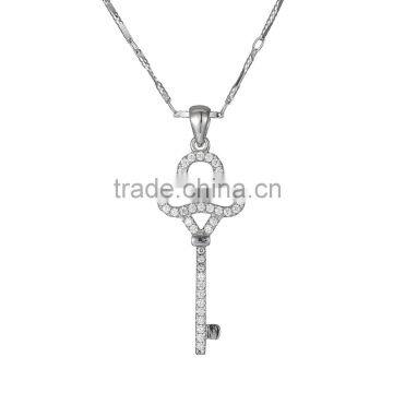 Alibaba wholesale custom 925 sterling silver CZ crown key pendant necklace