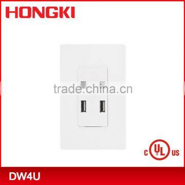 ETL approval usb receptacle 4-port USB charger 120VAC 60HZ