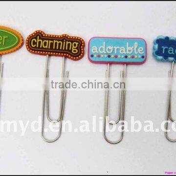 beautiful and special soft pvc funny paper clips/pvc clip/ plastic paper clip/ unique paper clips/fancy paper clips