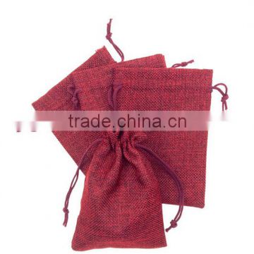 Claret Linen Drawstring Gift Bag Candies Bag