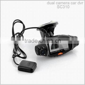 Dual camera wide angle 120/140 degree adjustable full HD car camera motion sensor