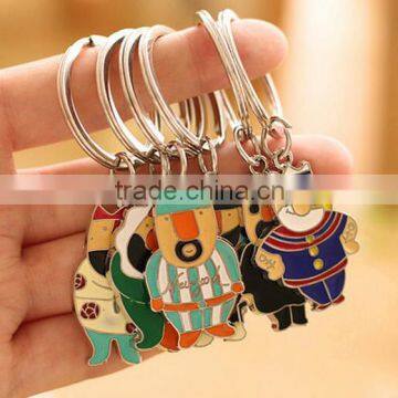 Hot selling high quality 3D metal cute cartoon figure shaped keychain,promotional cheap custom made cartoon characters keychain