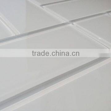 3x8 Inch white Crystal Glass Tile for Bathroom Wall