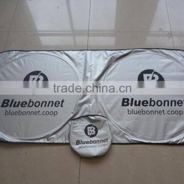 Car Printing Logo for Customized Design/nylon Two Circle Front Window Sunshade photo-2