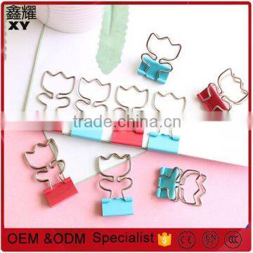 customer logo printing colorful sakura flower shape binder clips promotional gifts