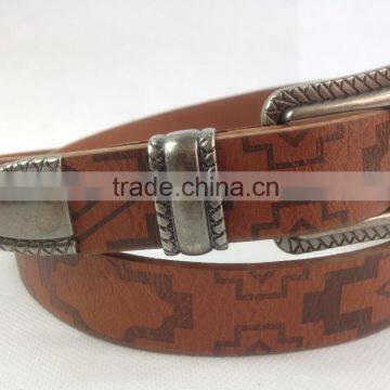 nice printed design belt with retro buckle for girl